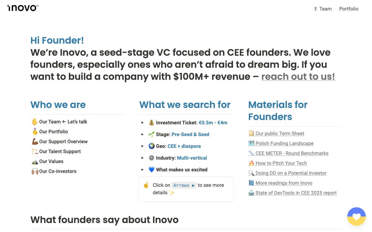 Inovo VC website preview