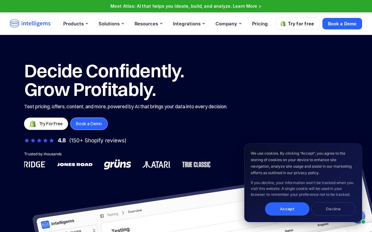 Intelligems website preview
