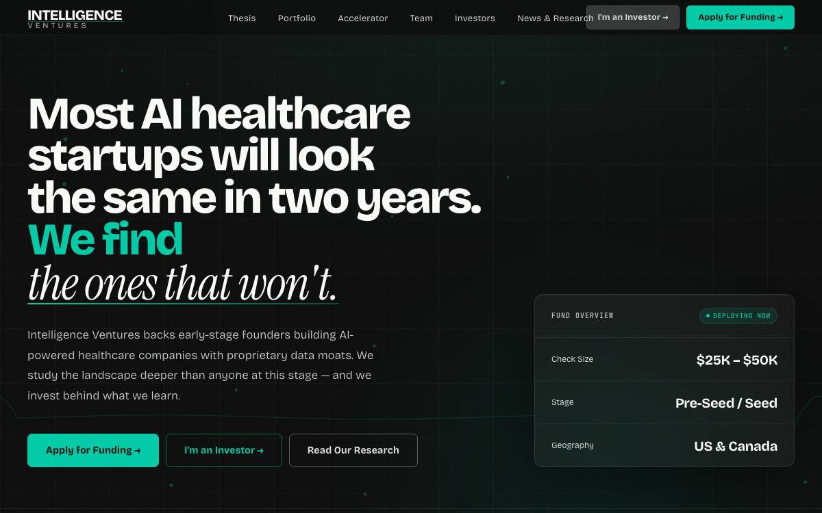 Intelligence Ventures website preview