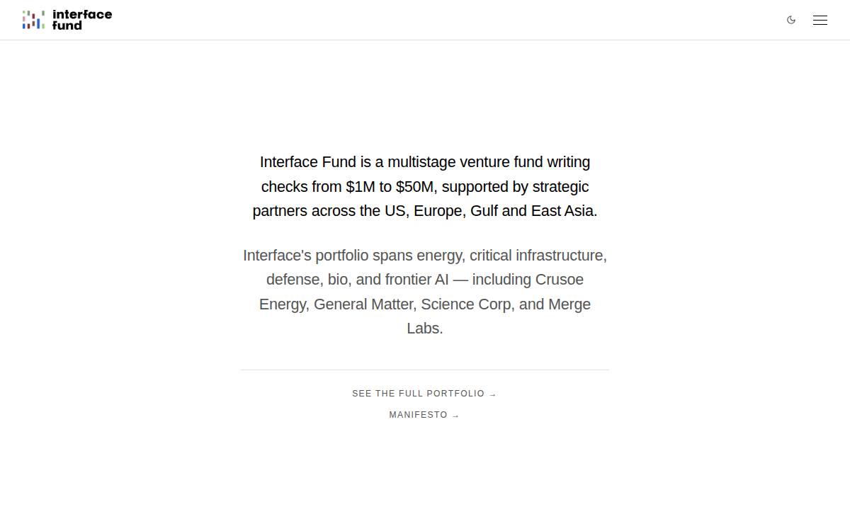 Interface Fund website preview