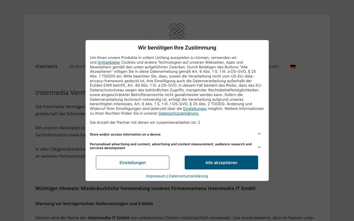 Intermedia Venture website preview