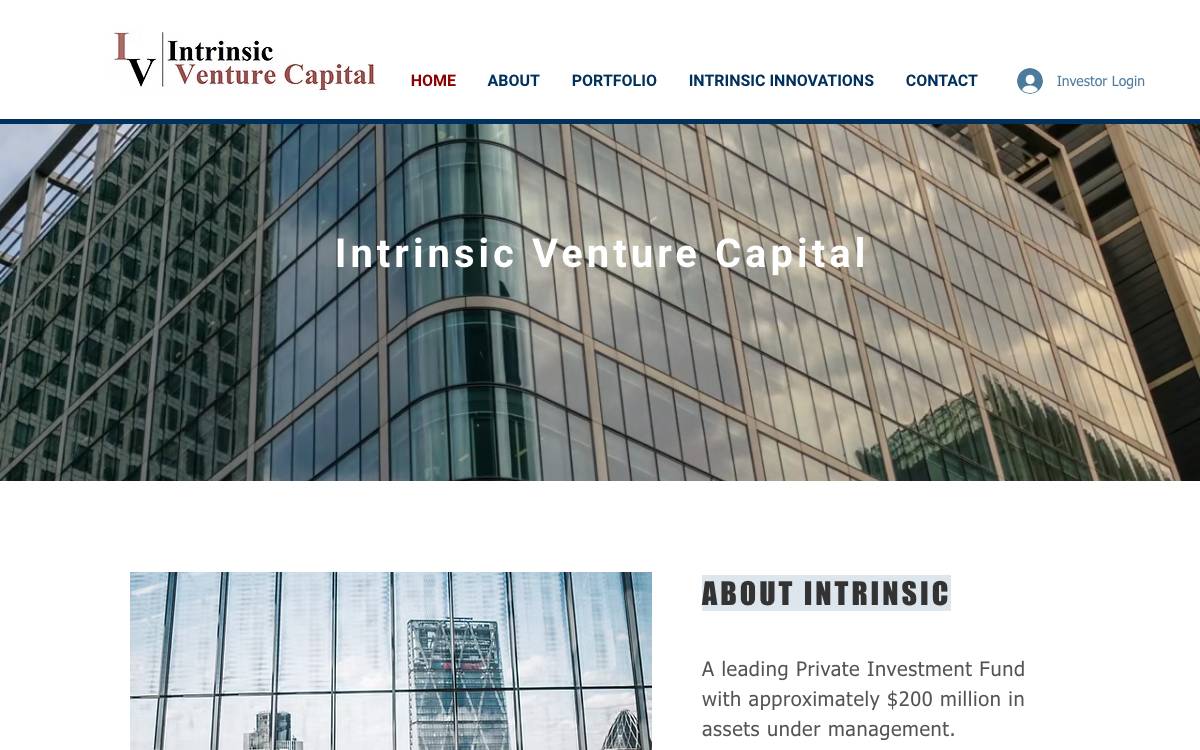 Intrinsic Venture Capital Inc. website preview
