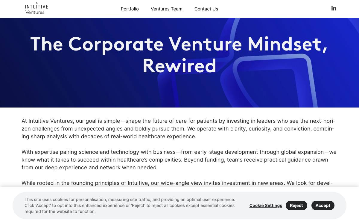 Intuitive Ventures website preview