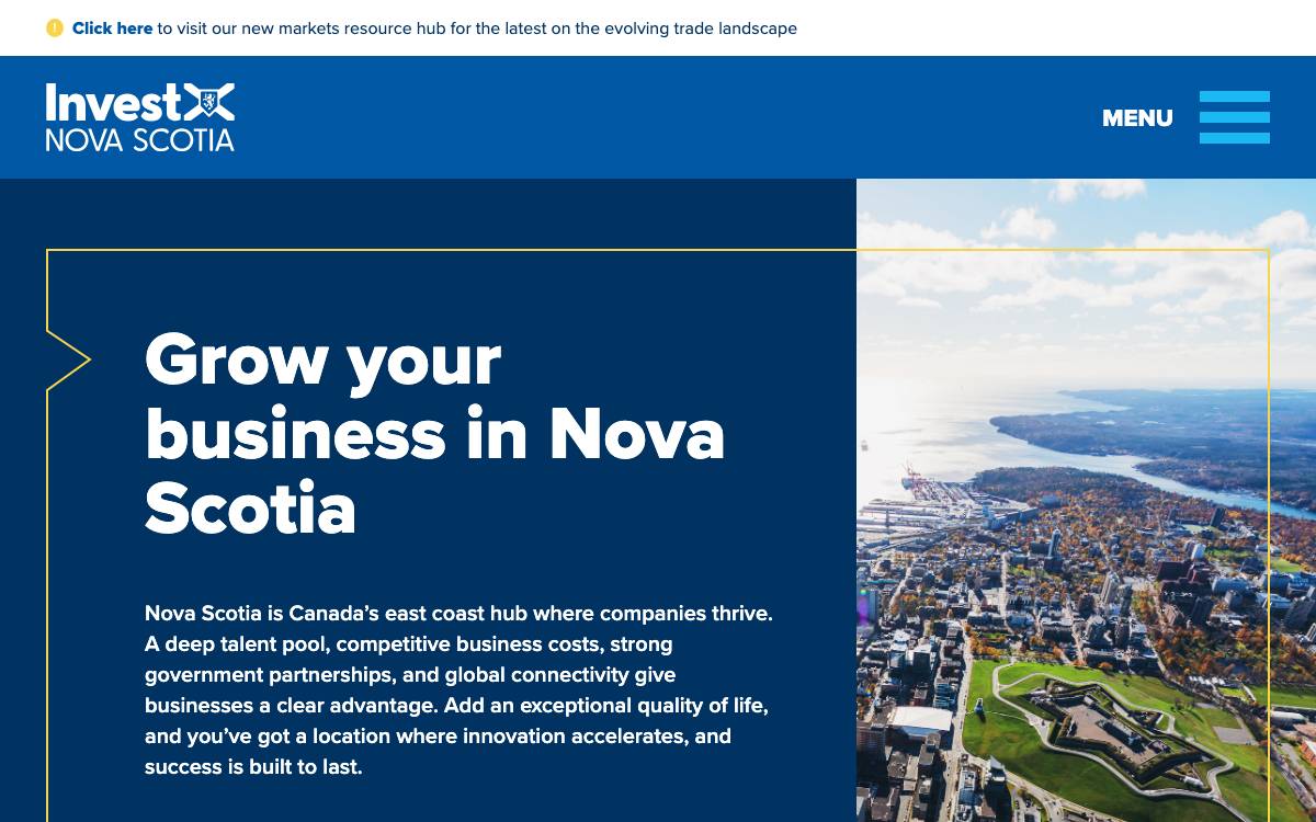 Invest Nova Scotia website preview