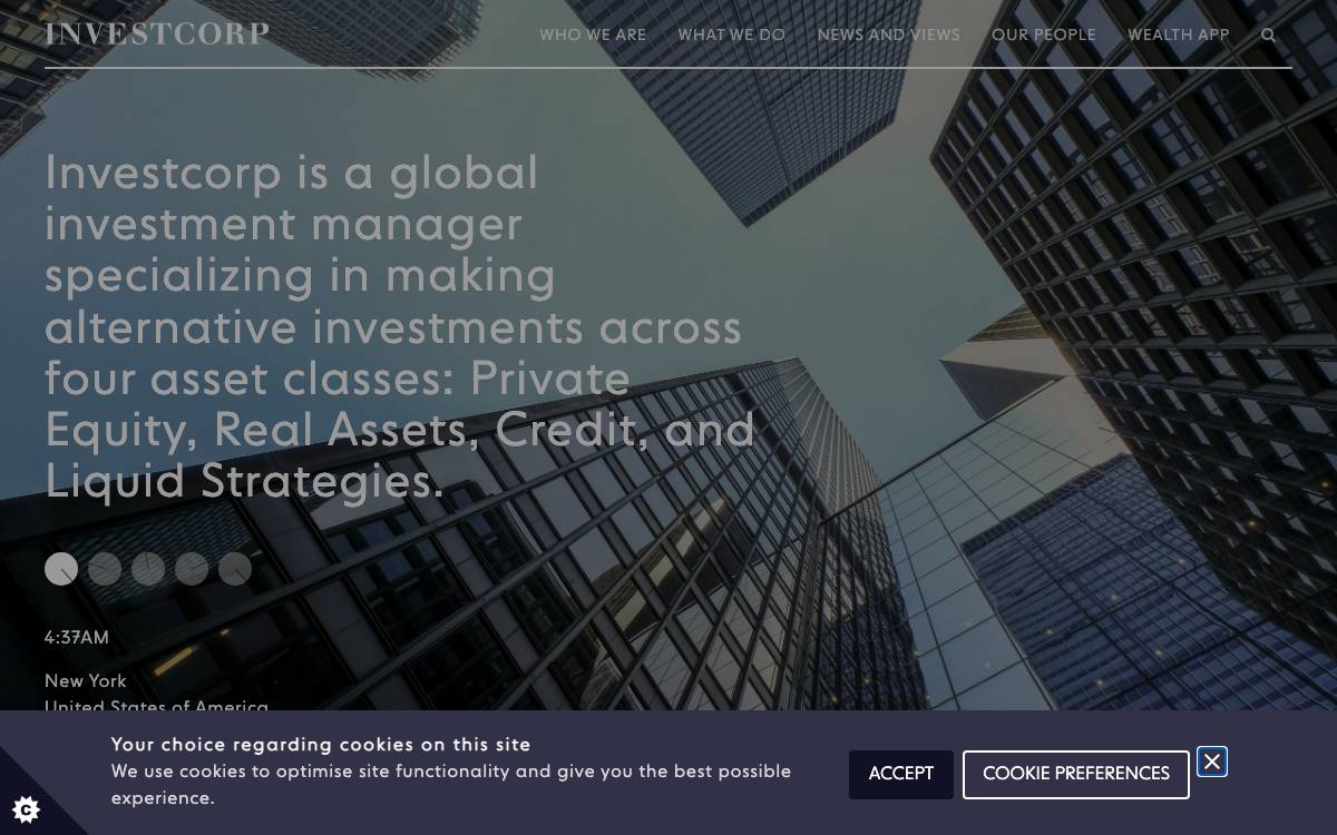 Investcorp website preview