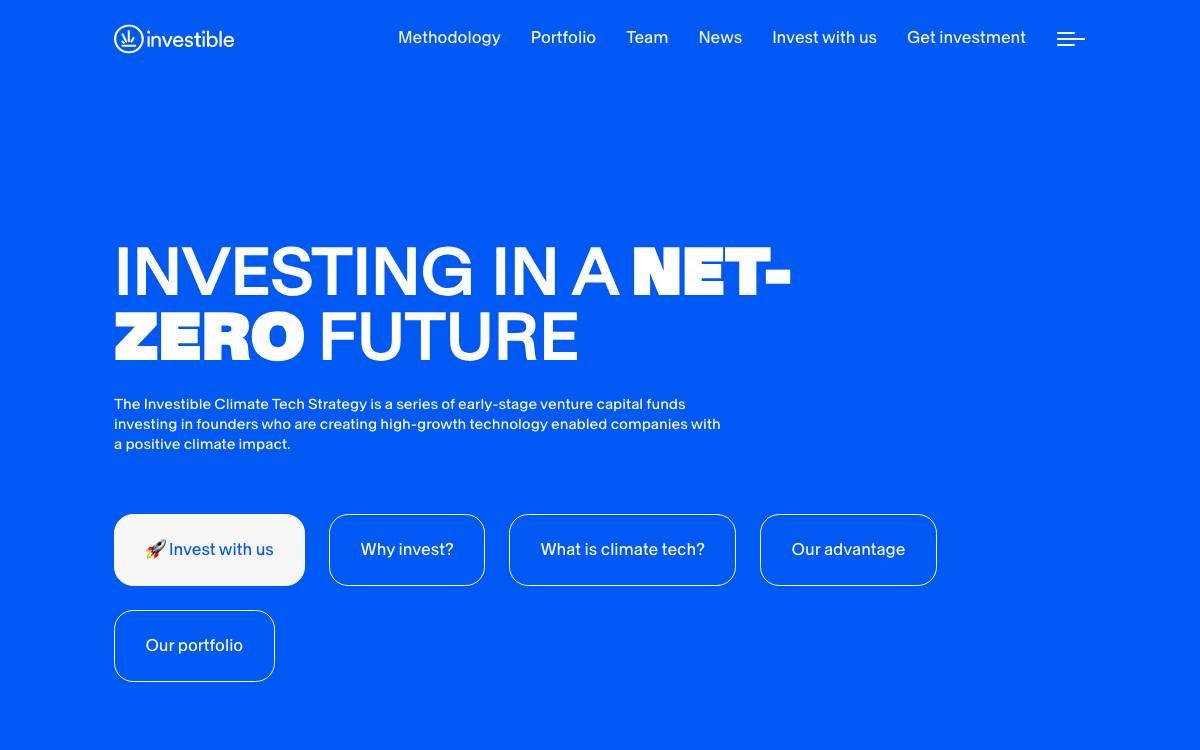 Investible Climate Tech Fund website preview