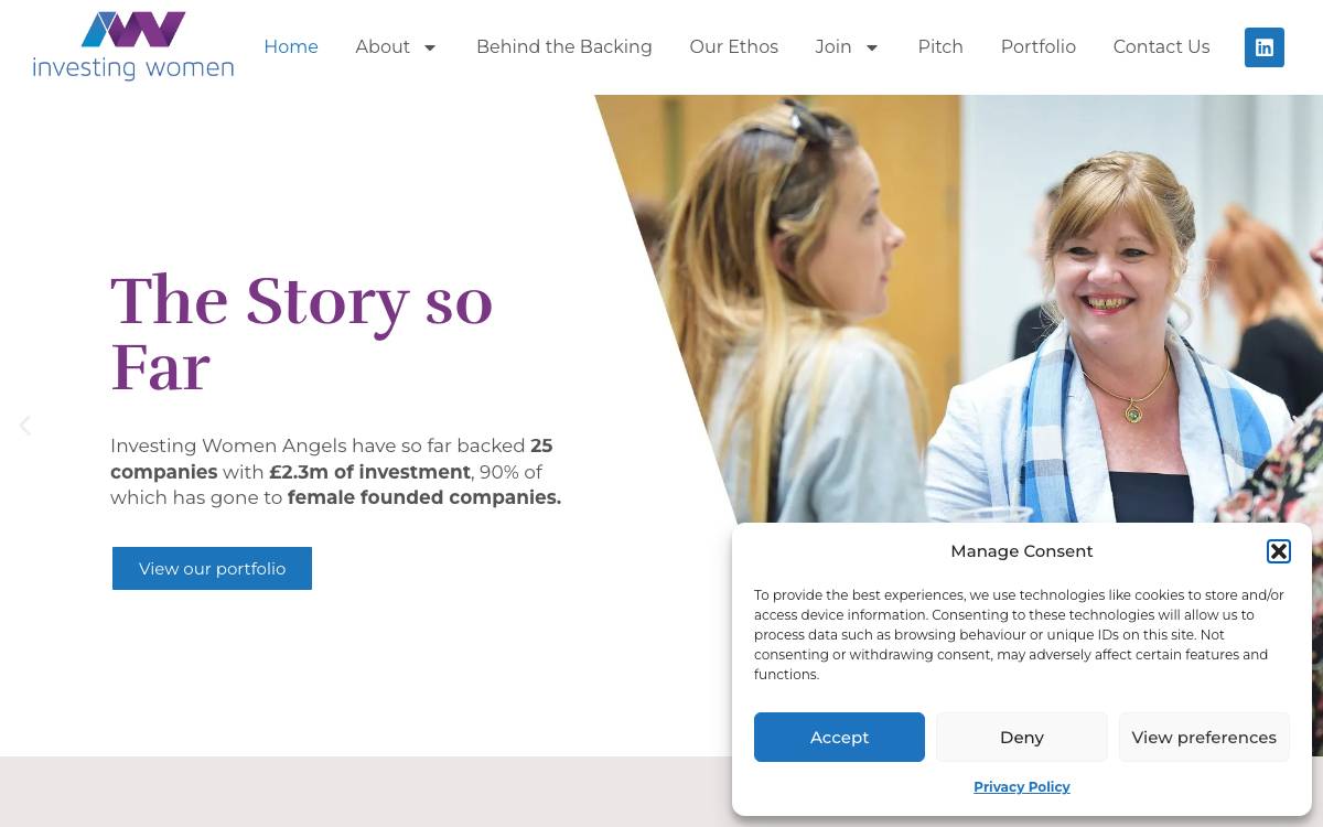 Investing Women Angels website preview