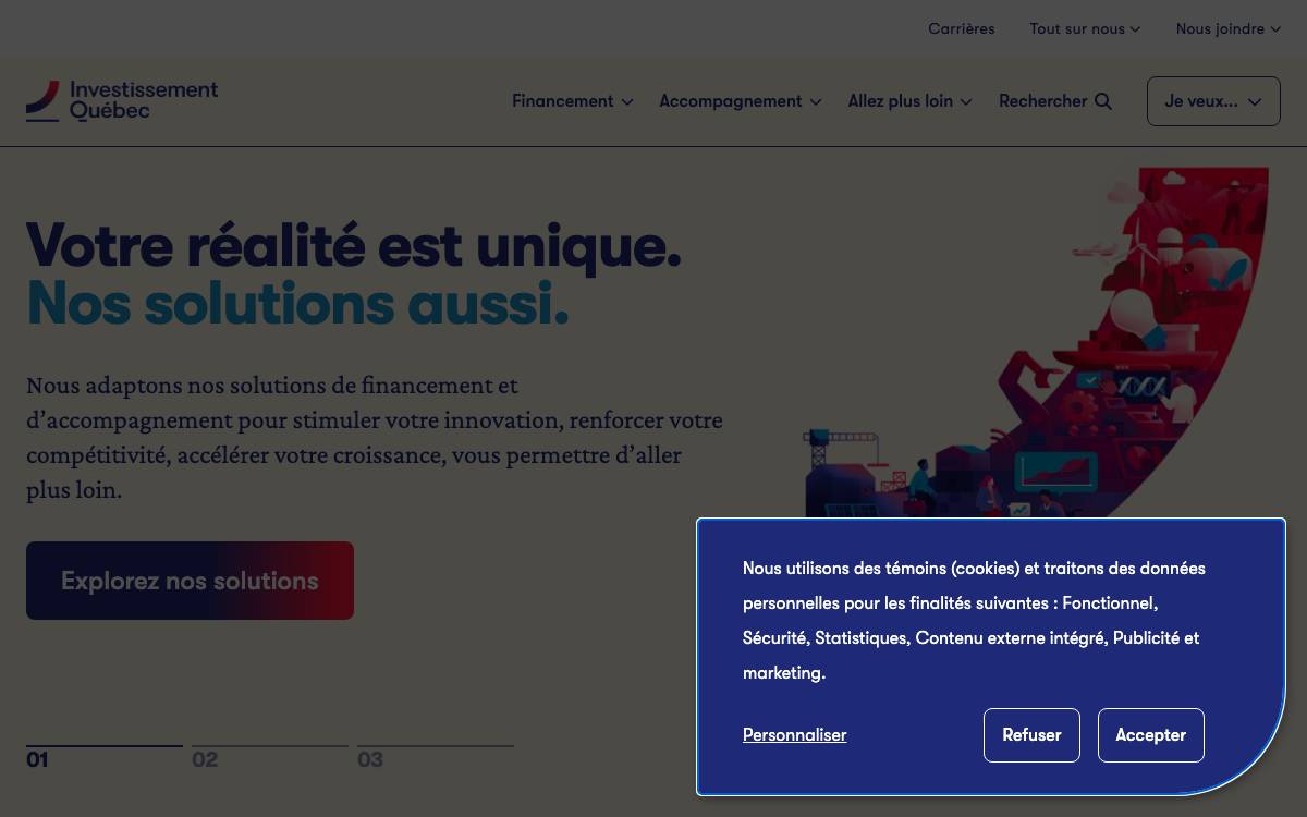 Investissement Quebec website preview