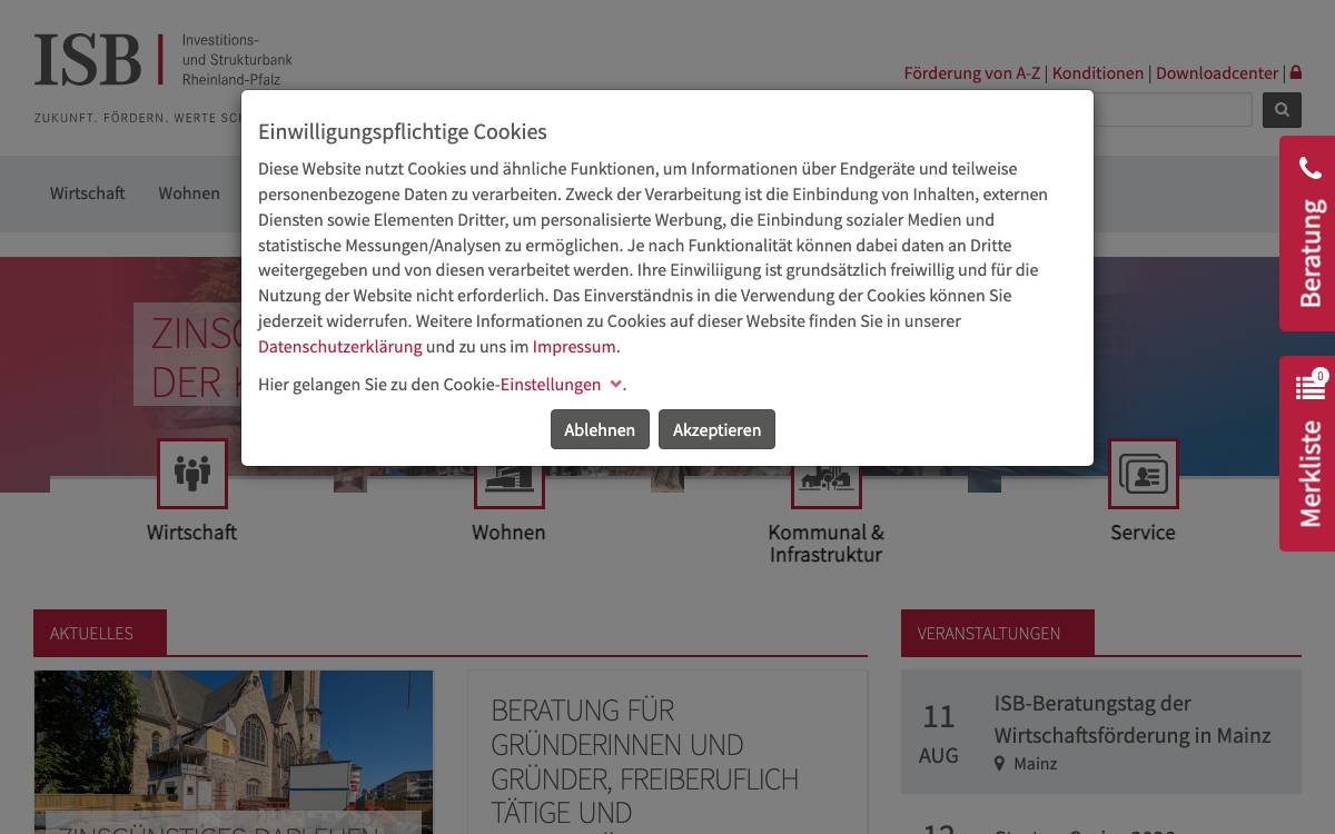 Investitions- und Strukturbank Rheinland-Pfalz website preview