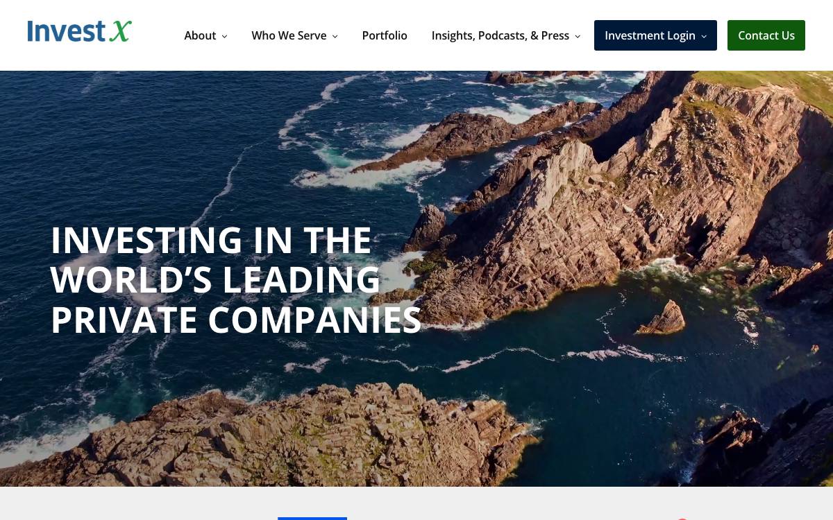 InvestX website preview