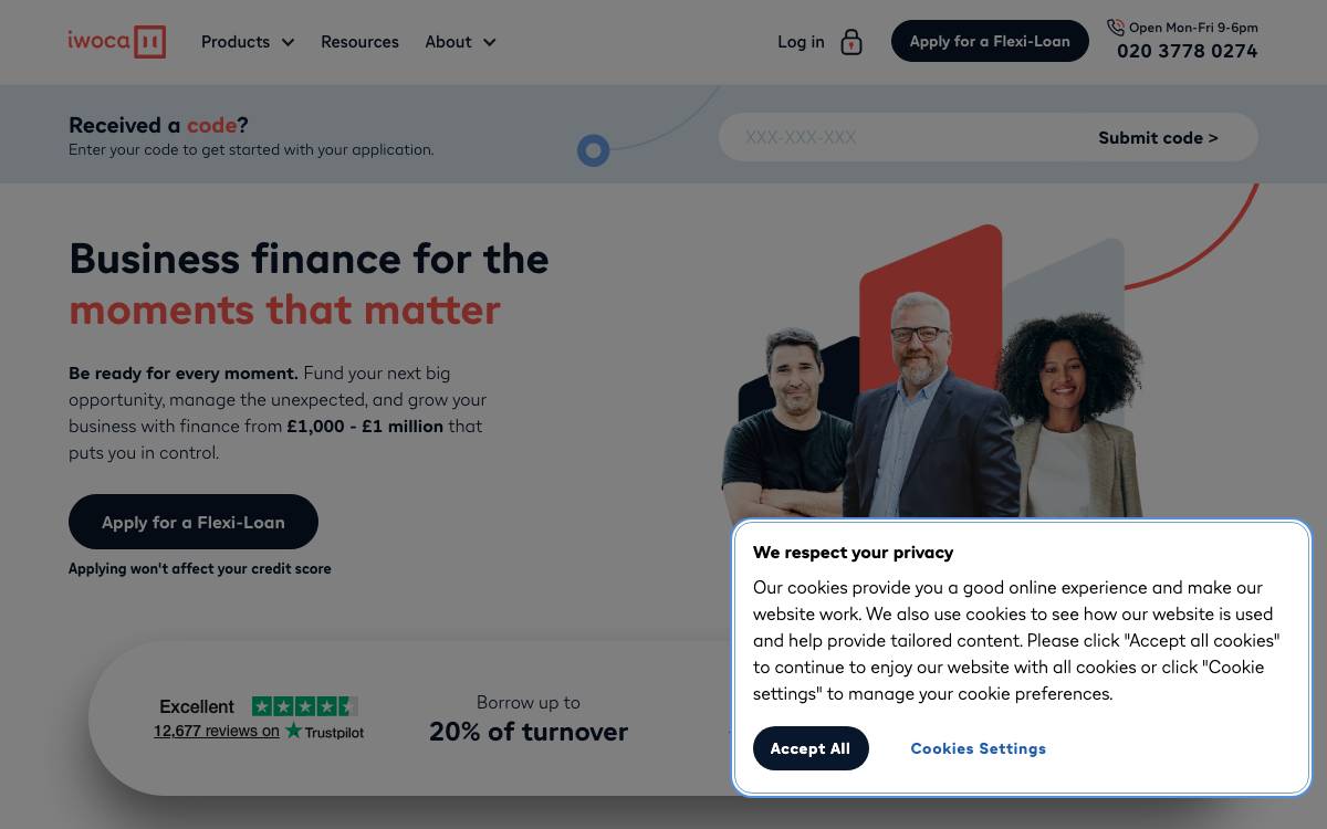 iwoca website preview