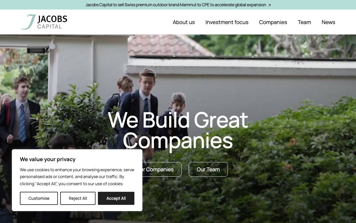 Jacobs Holding AG website preview