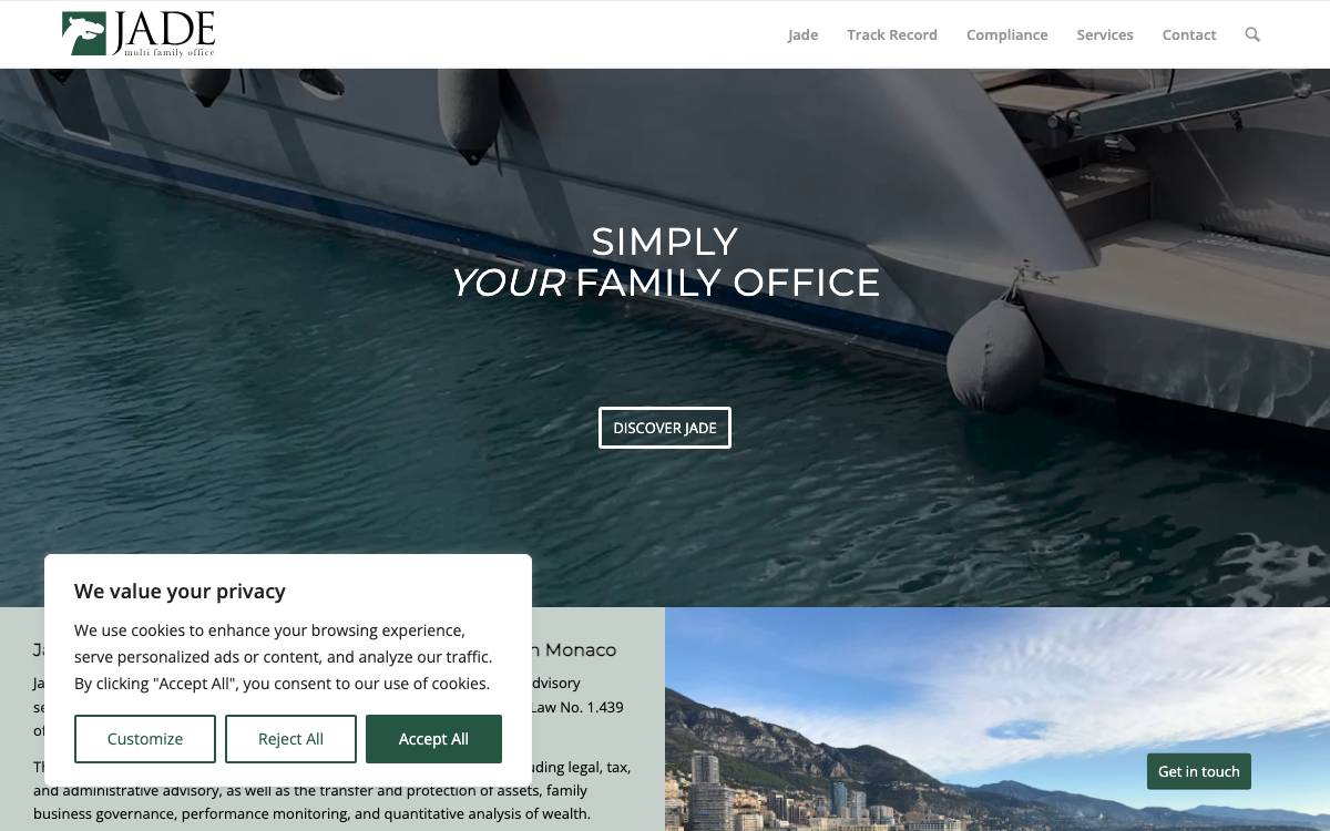 Jade Multi Family Office website preview