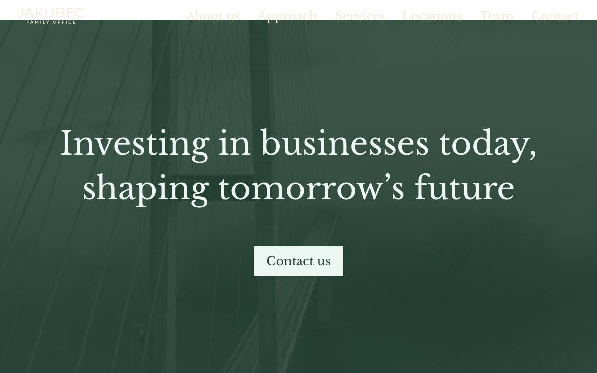 Jakubec Family Office website preview