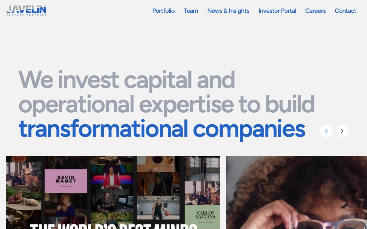 Javelin Venture Partners website preview
