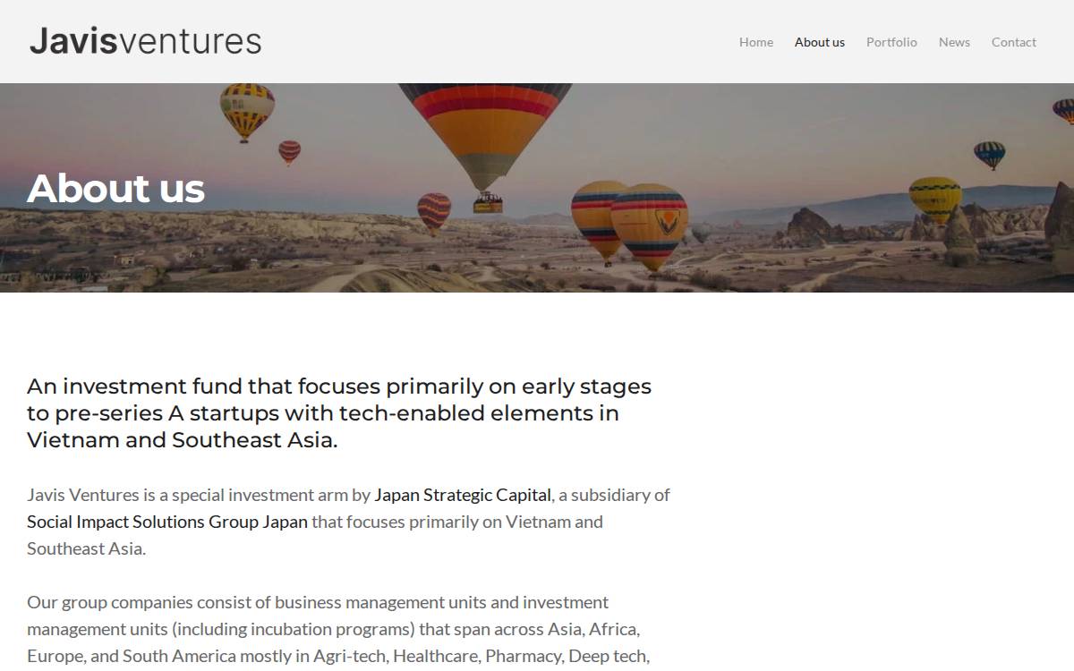 Javis Ventures website preview