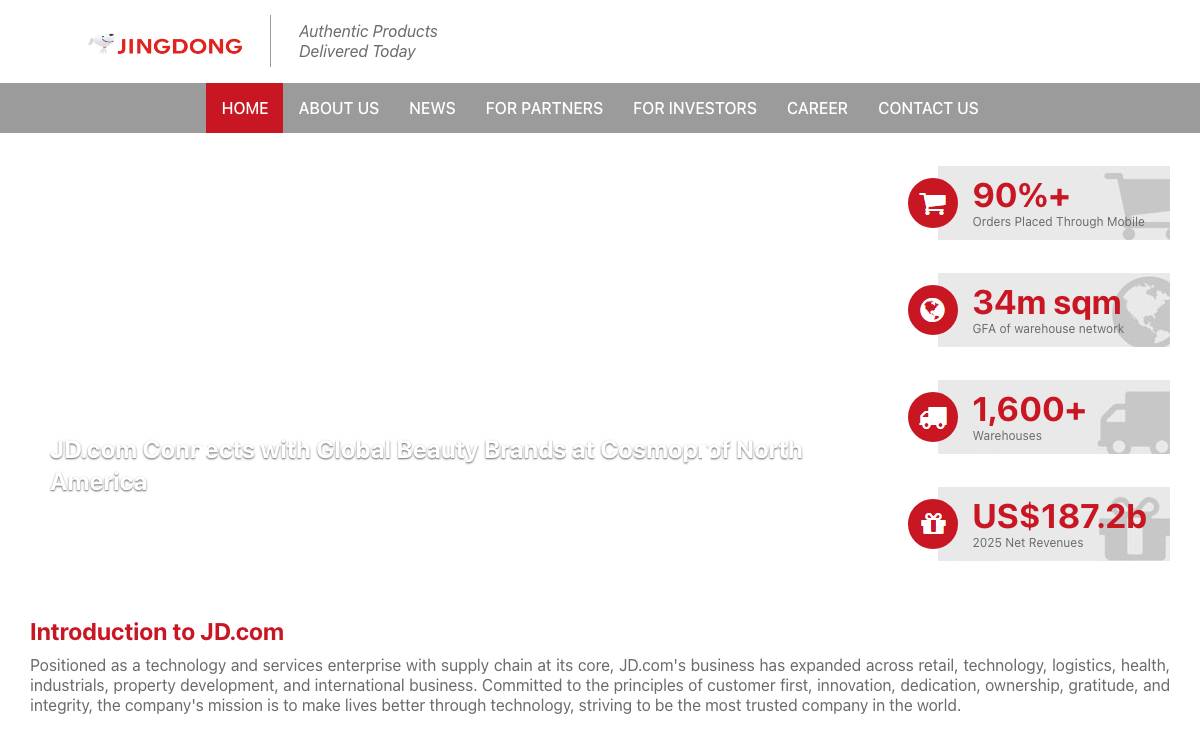 JD.com Strategic Investments website preview