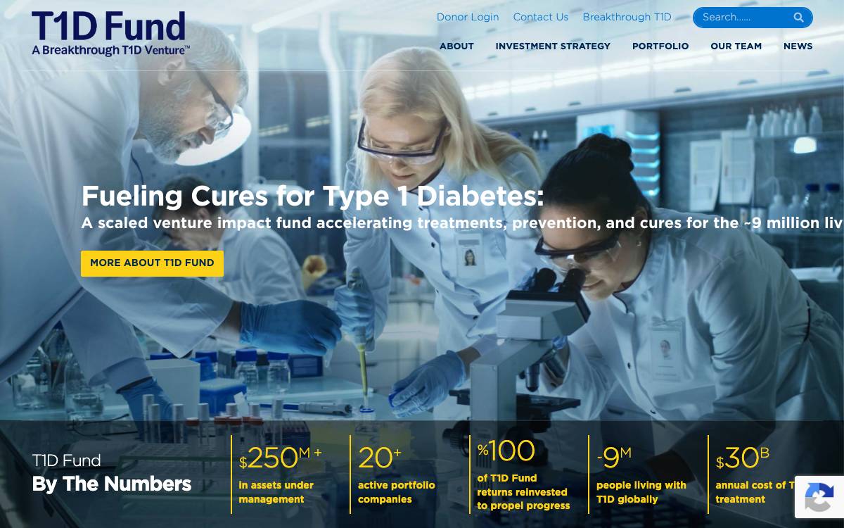 JDRF T1D Fund website preview