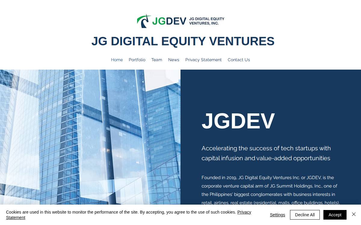 JG Digital Equity Ventures website preview
