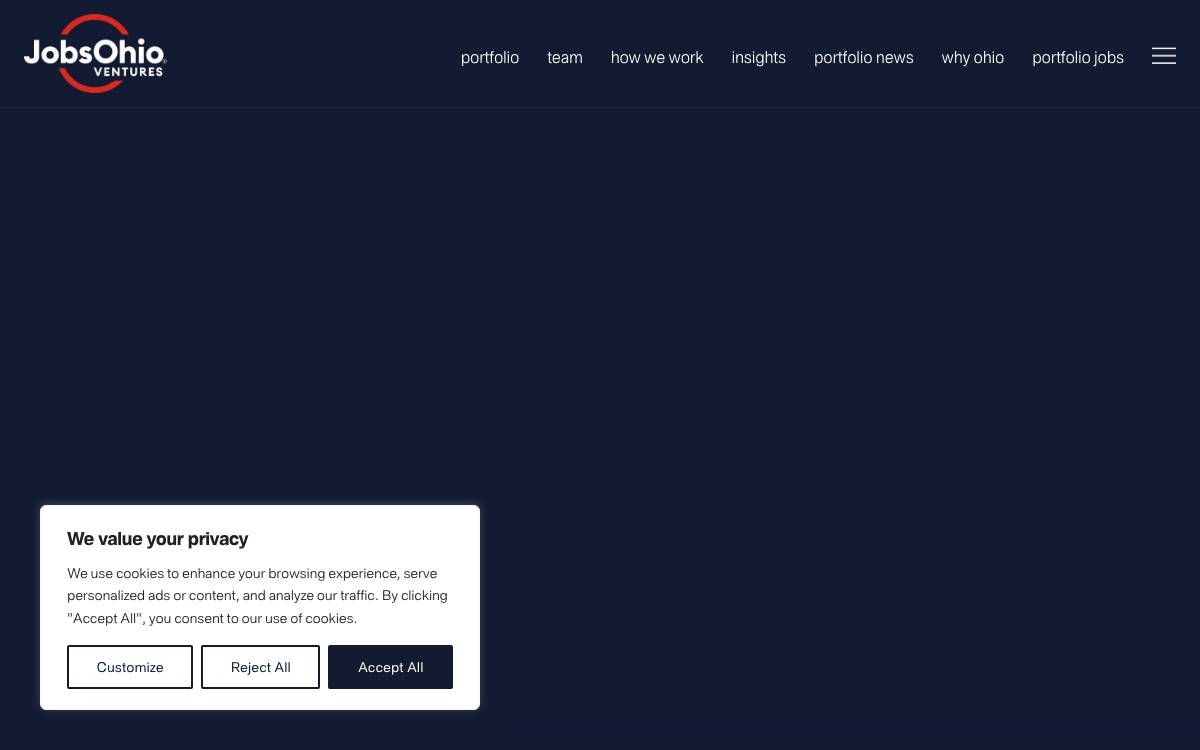 JobsOhio Ventures website preview