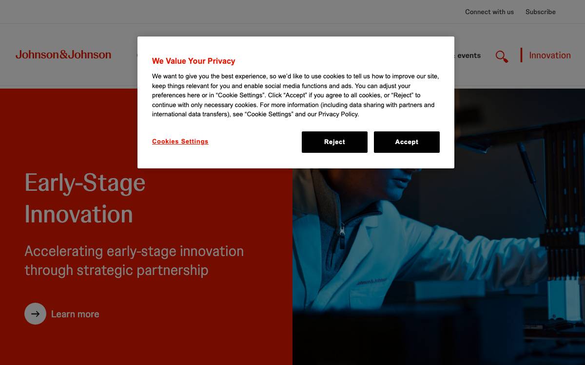 Johnson & Johnson Innovation – JJDC website preview