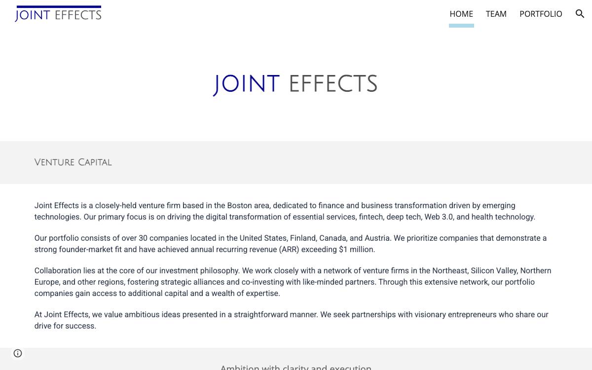 Joint Effects website preview