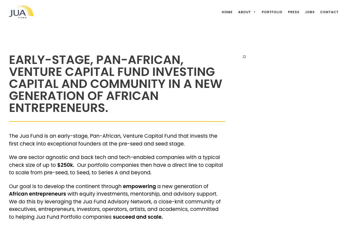 Jua Fund website preview