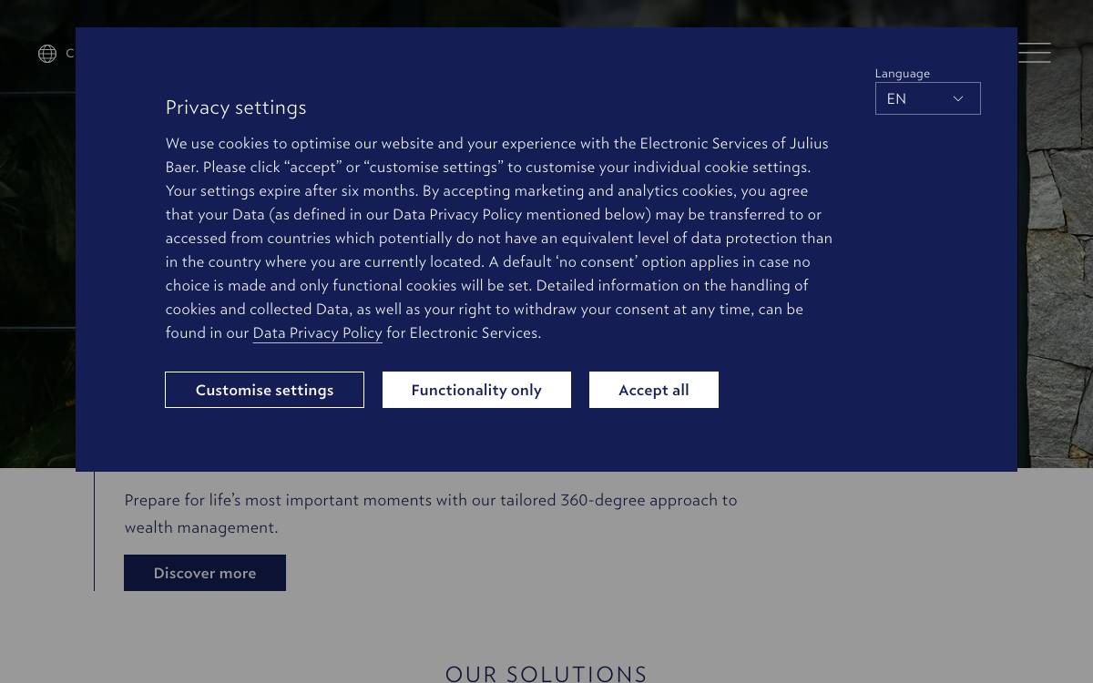 Julius Baer website preview