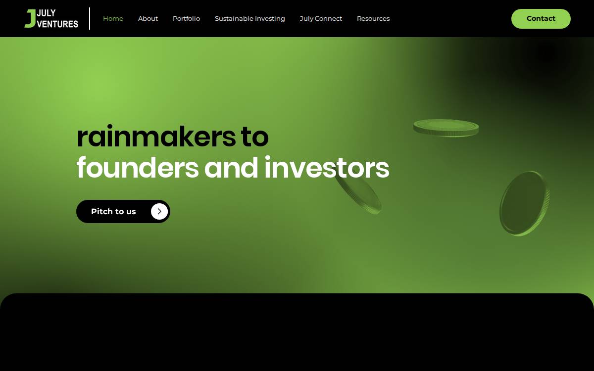 July Ventures website preview