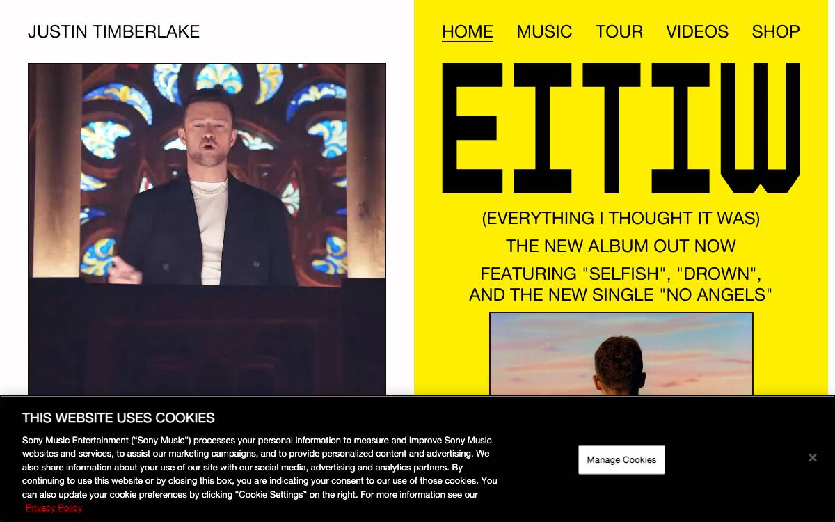 Justin Timberlake website preview