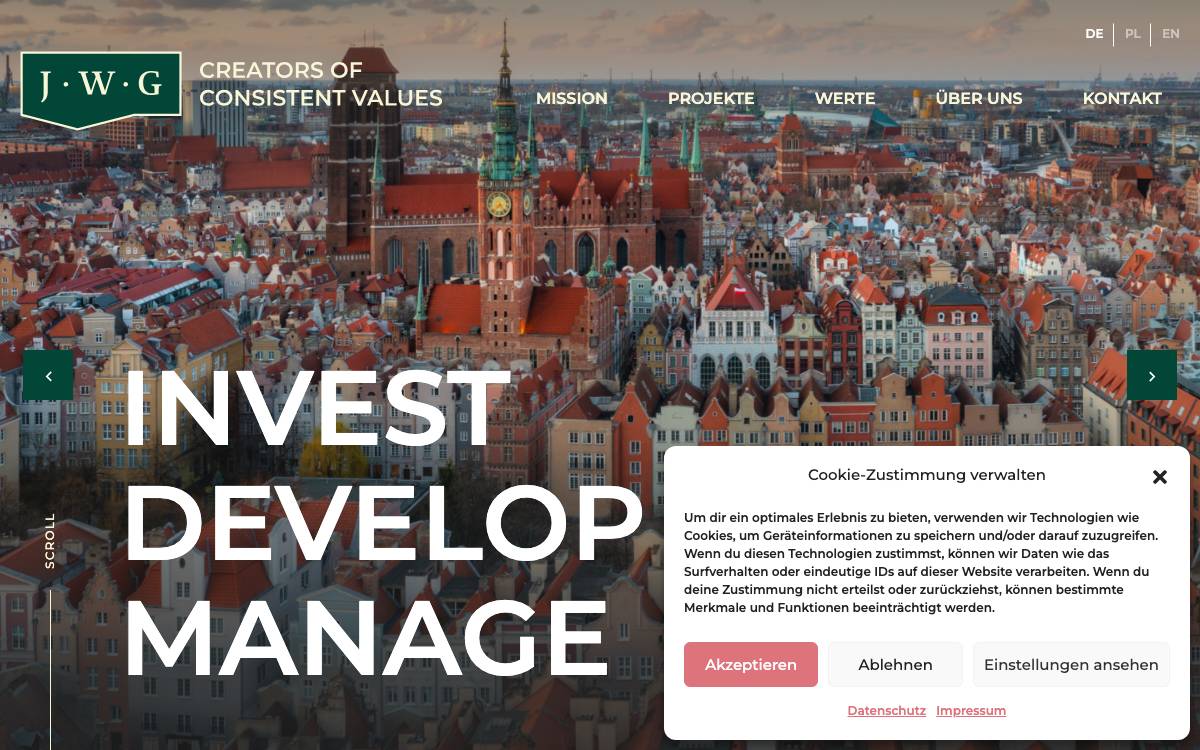JWG Invest website preview