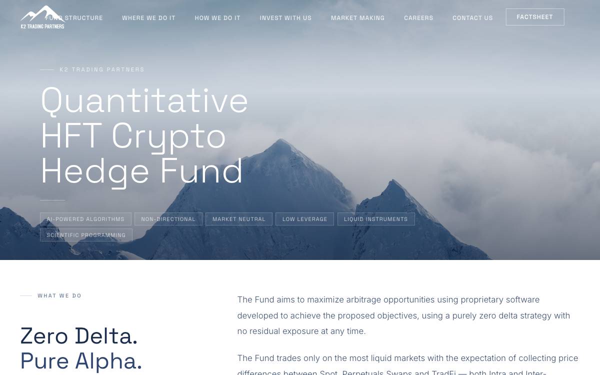K2 Trading Funds website preview