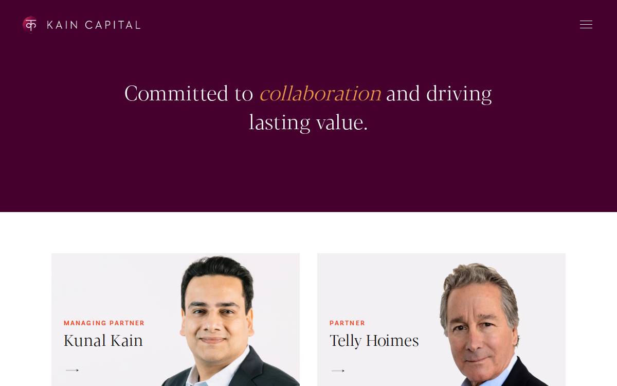 Kain Capital website preview