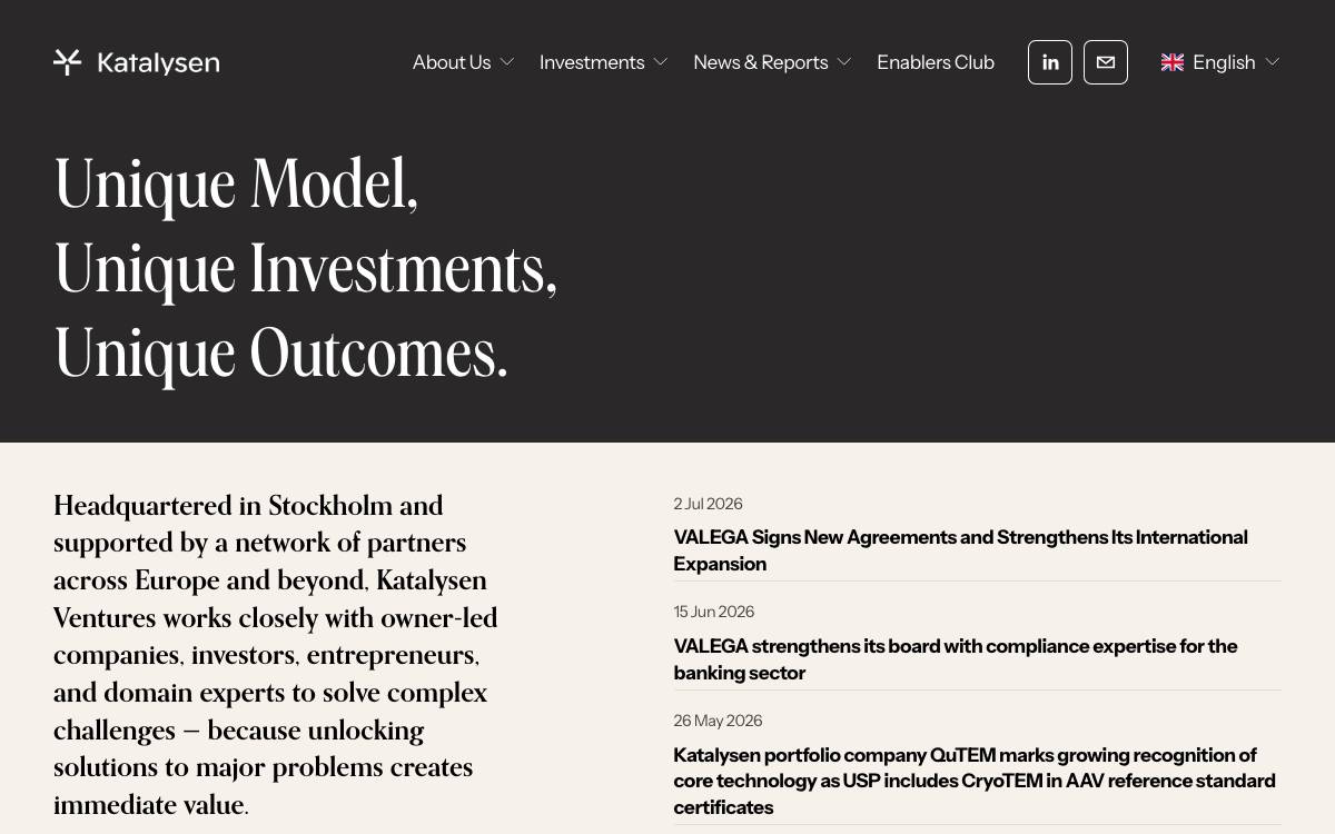 Katalysen Ventures website preview