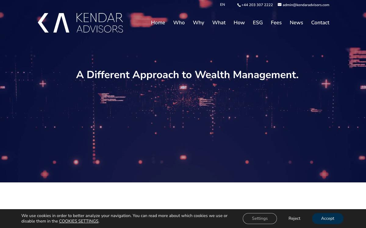 Kendar Advisors website preview