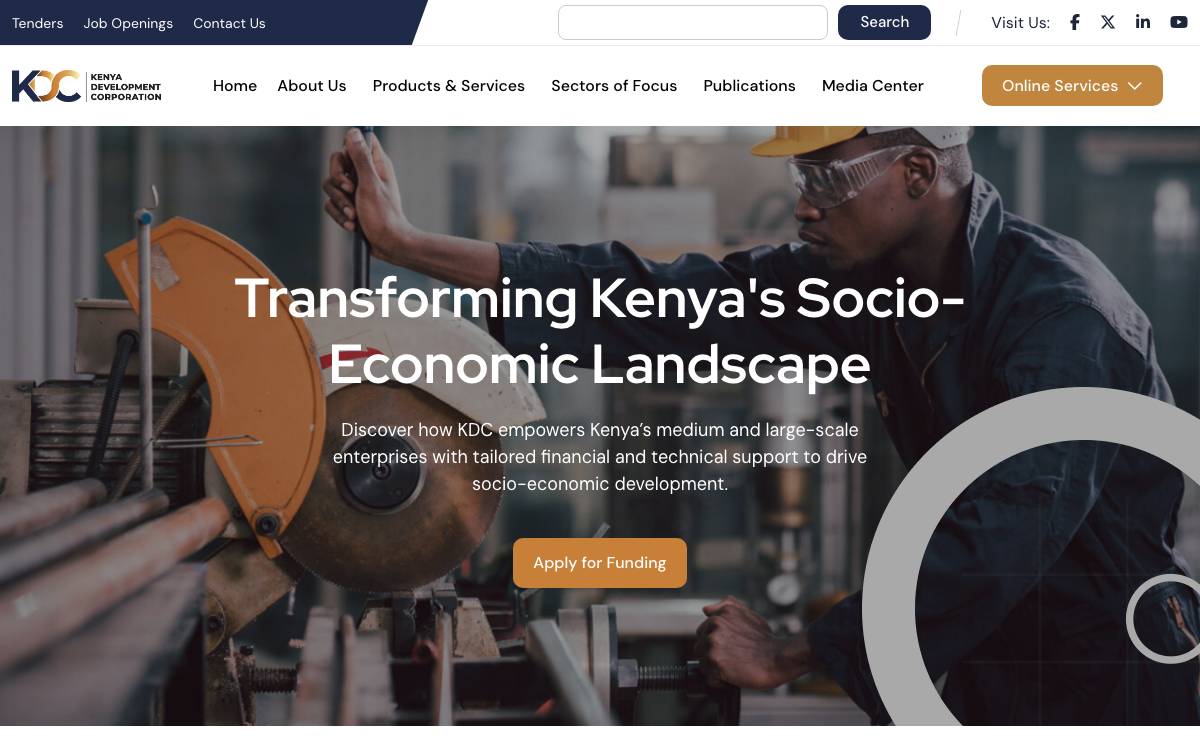 Kenya Development Corporation website preview