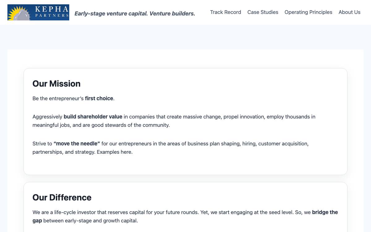 Kepha Partners website preview