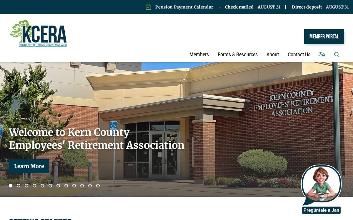 Kern County Employees' Retirement Association website preview