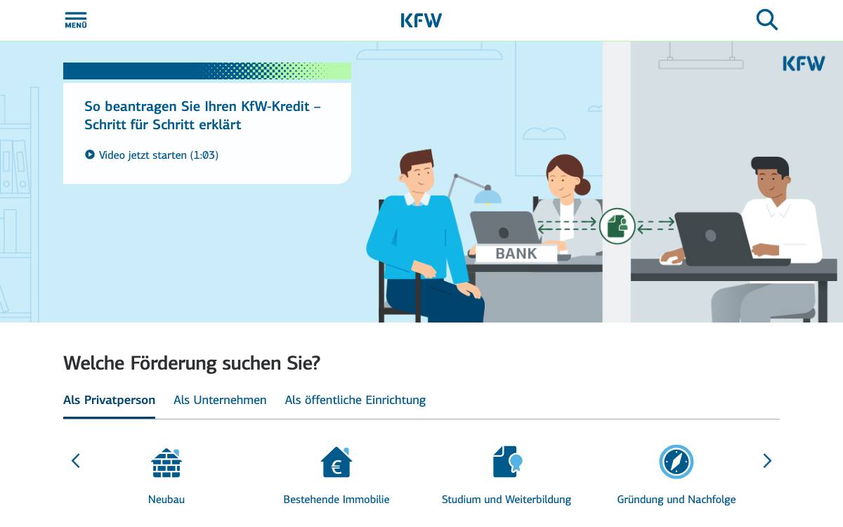 KfW website preview