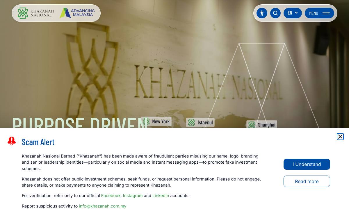 Khazanah Nasional website preview