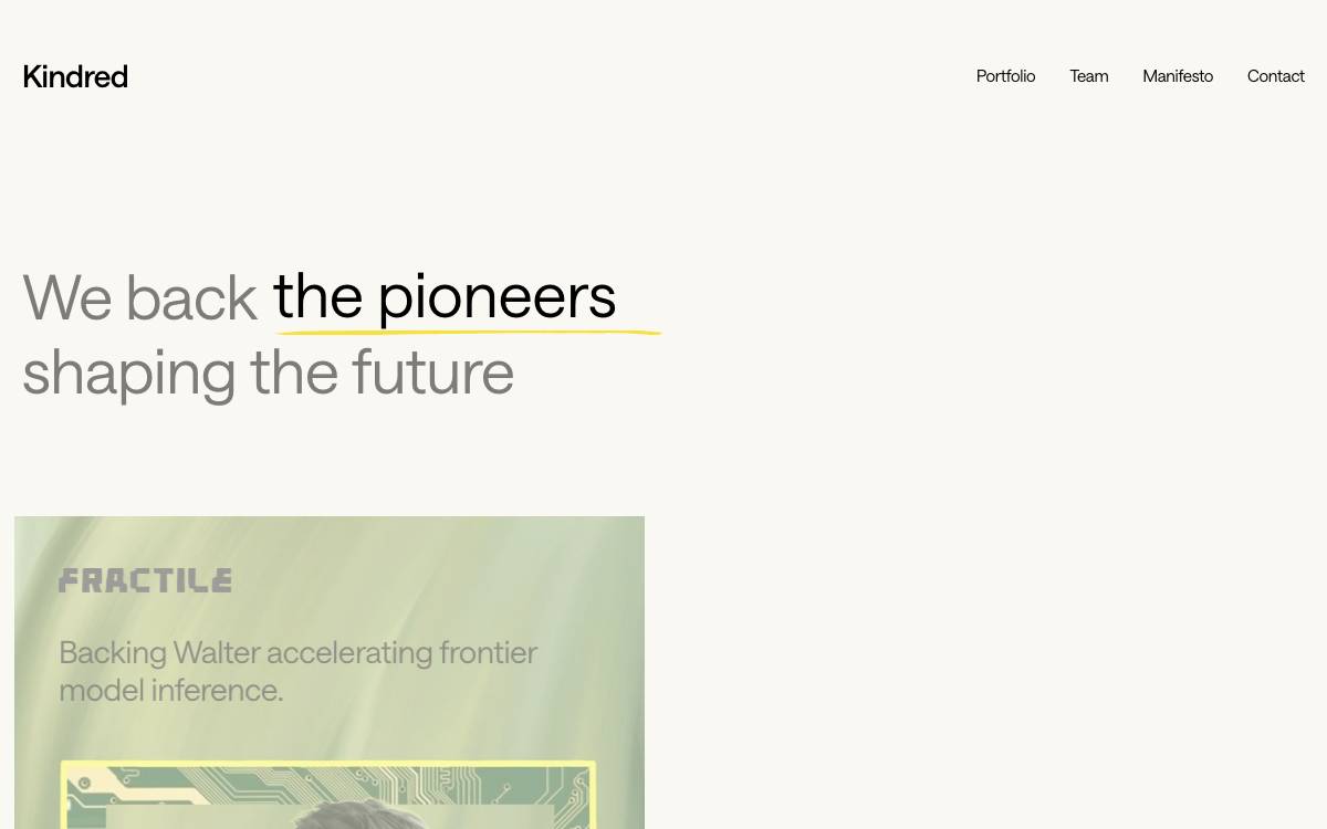 Kindred Capital website preview