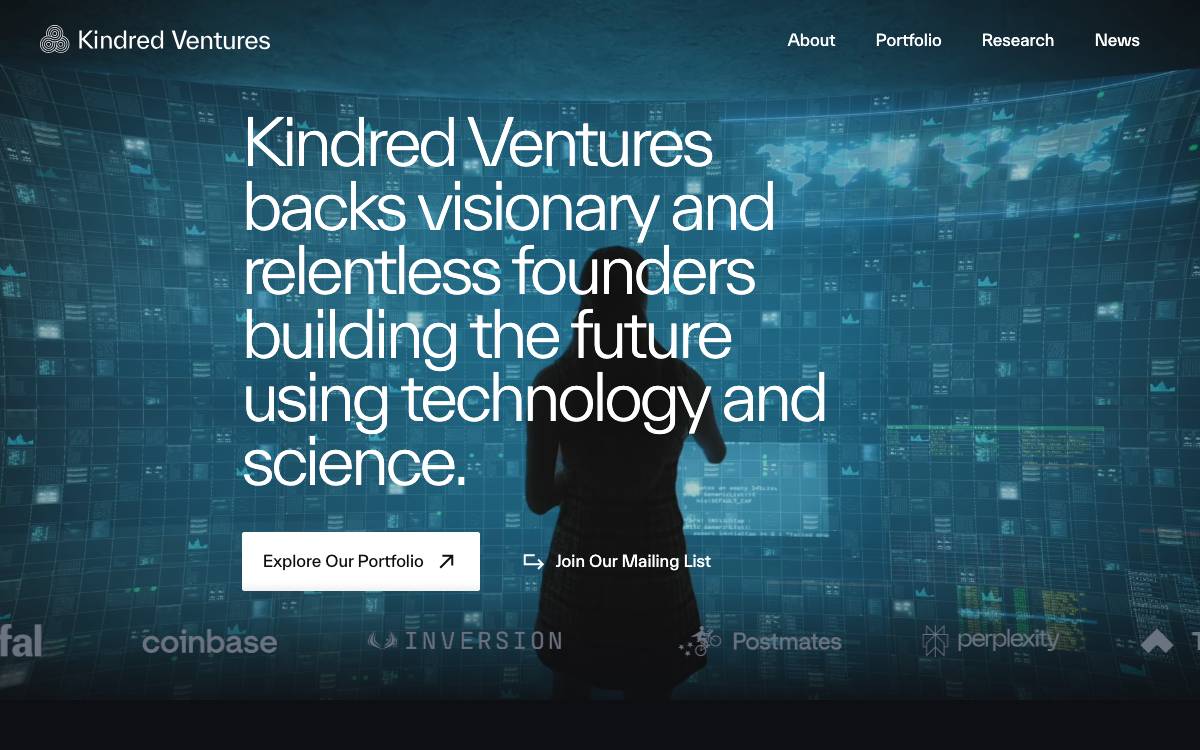 Kindred Ventures website preview