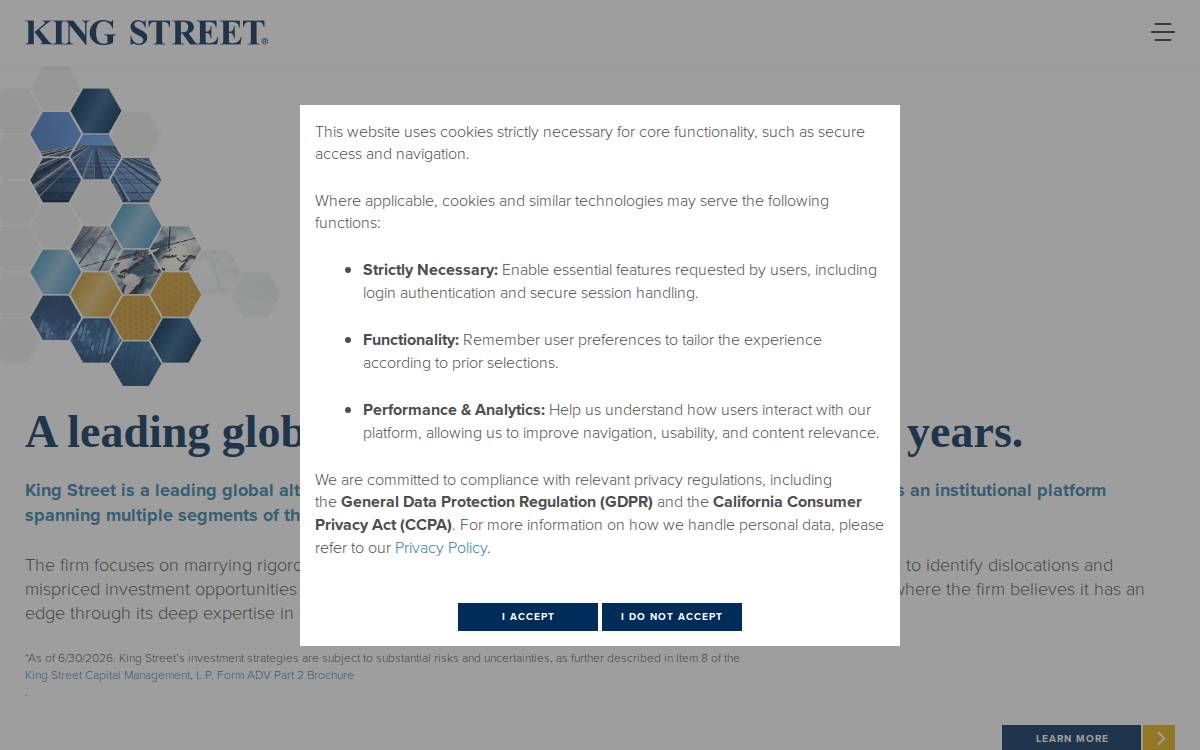 King Street Capital Management website preview