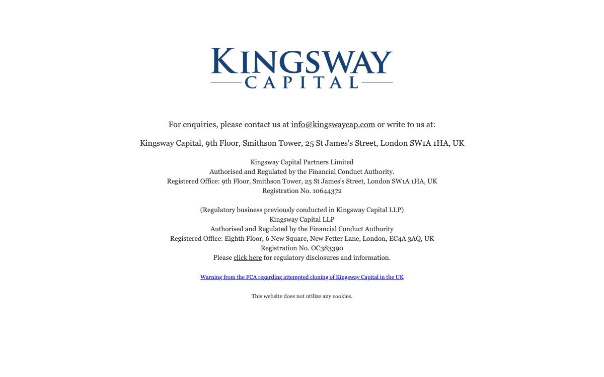 Kingsway Capital website preview
