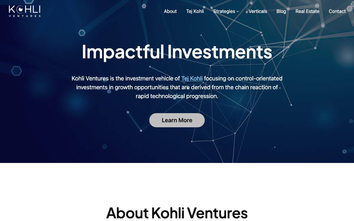 Kohli Ventures website preview