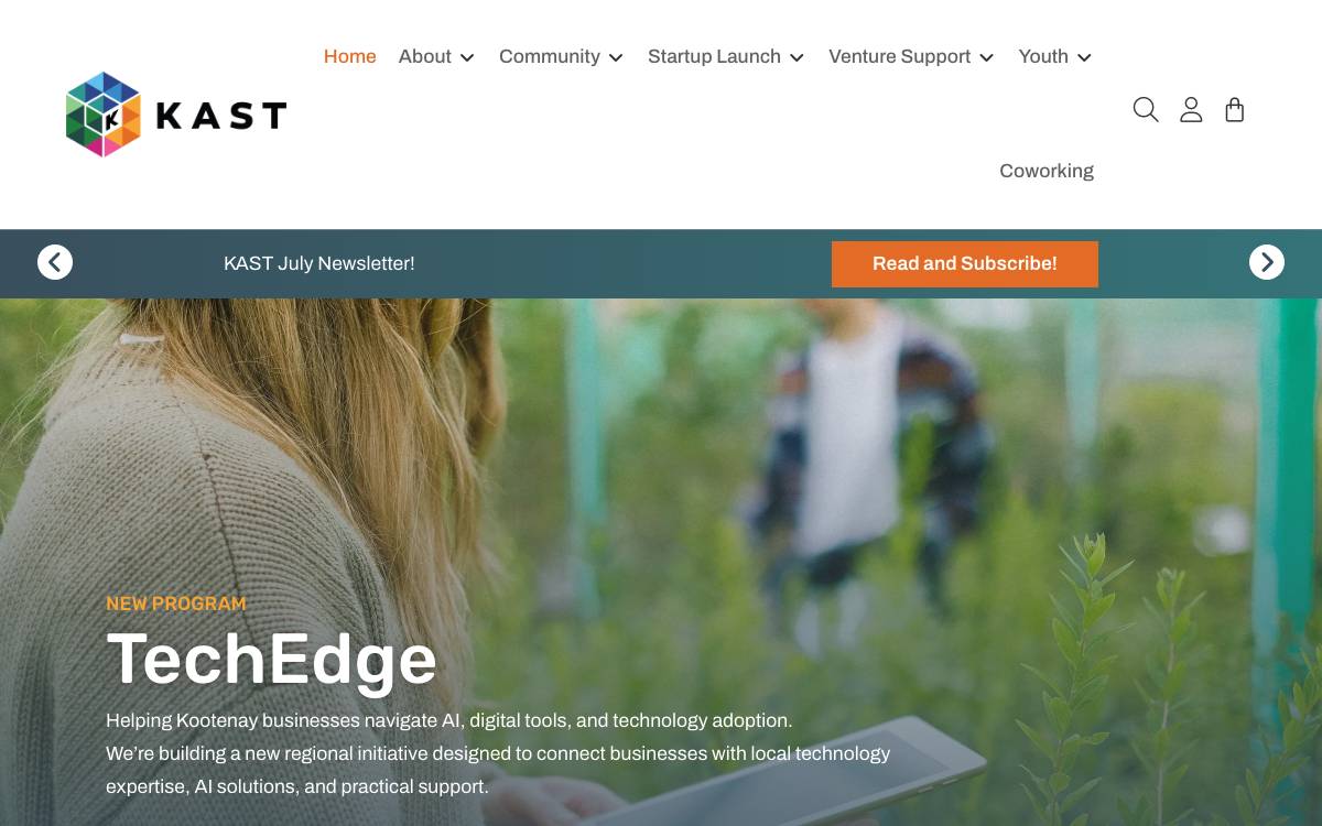 Kootenay Association for Science and Technology (KAST) website preview