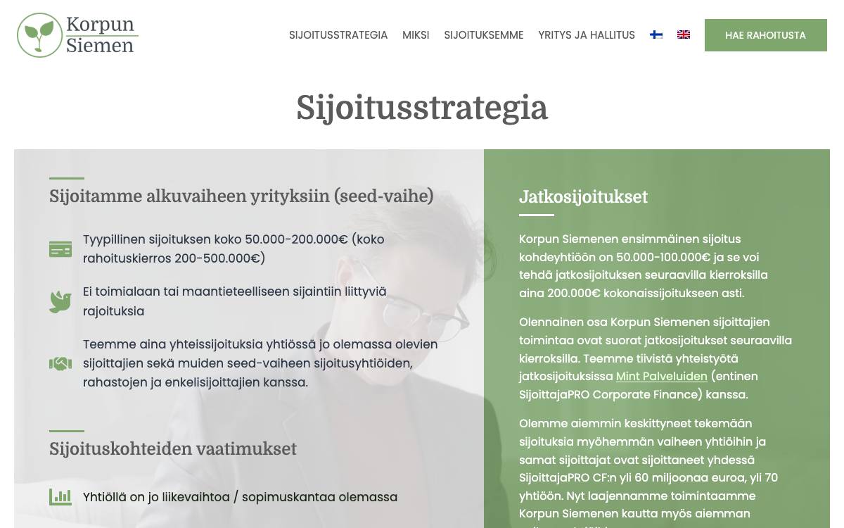 Korpun Siemen Oy website preview