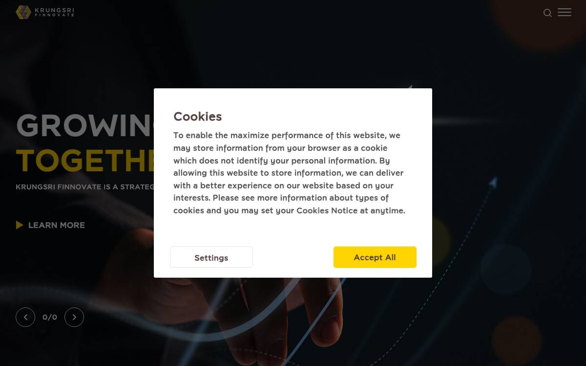 Krungsri Finnovate website preview