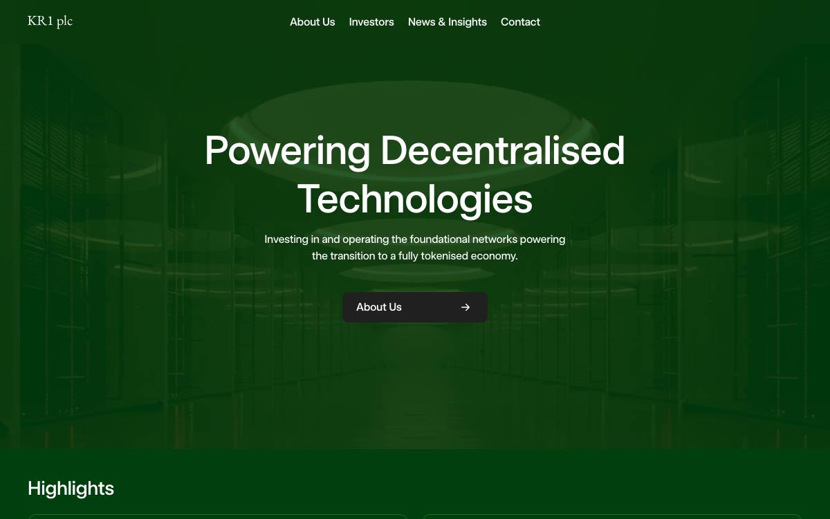 Kryptonite1 PLC website preview