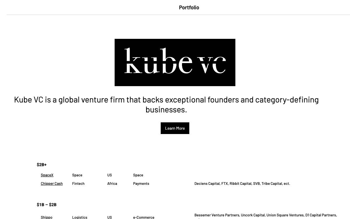 Kube VC website preview